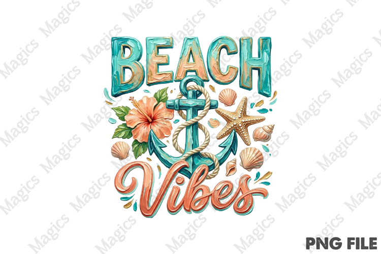 Summer Coastal Anchor Beach Vibes PNG