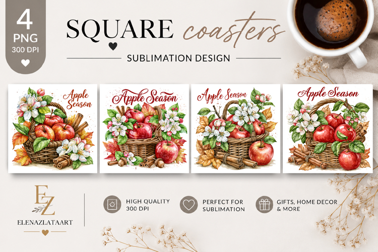 Summer fruits and berries square coaster SUBLIMATION