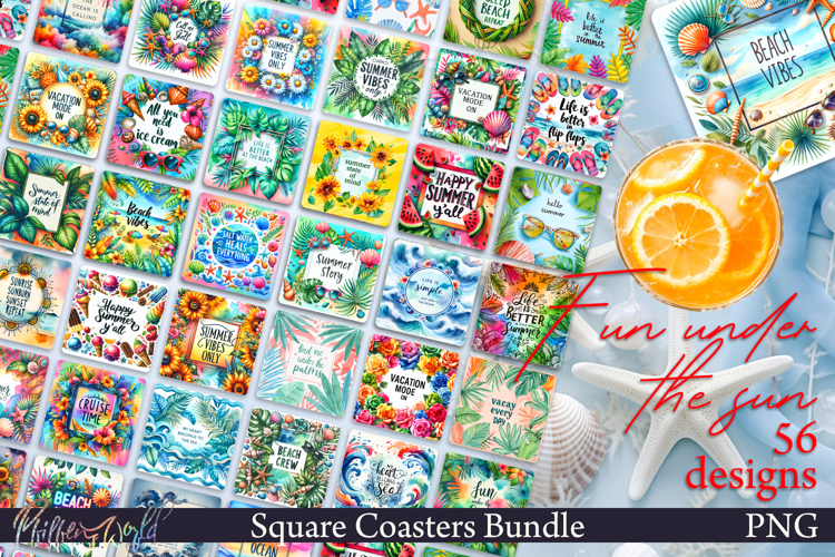 Summer Square Coasters Bundle | Funny Beach Quotes