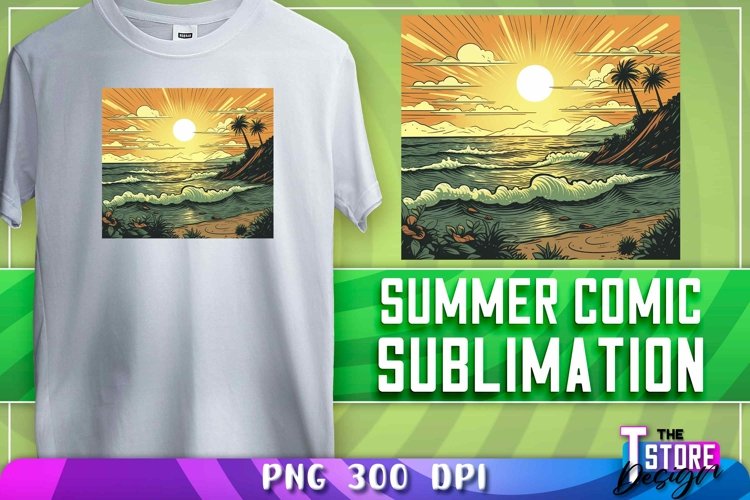 Summer Comic Sublimation | T-Shirt Design | PNG Design example image 1