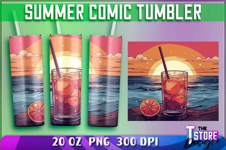 Summer Comic Tumblers Wrap 20 oz. | Tumblers Sublimation