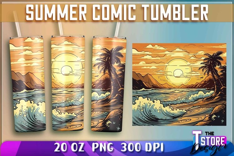 Summer Comic Tumblers Wrap 20 oz. | Tumblers Sublimation