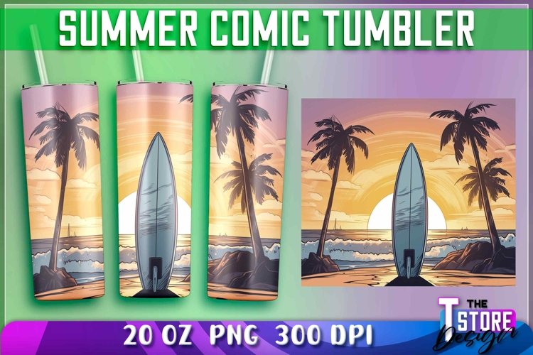 Summer Comic Tumblers Wrap 20 oz. | Tumblers Sublimation