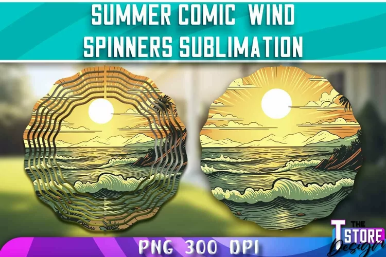 Summer Comic Wind Spinners Sublimation | PNG Design