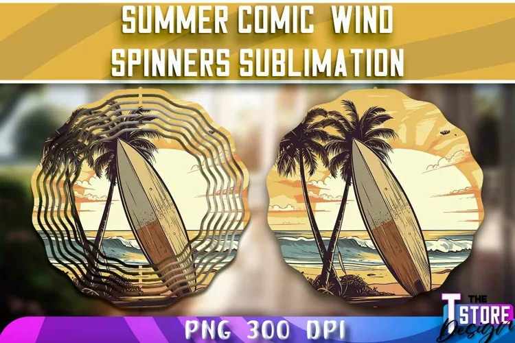 Summer Comic Wind Spinners Sublimation | PNG Design