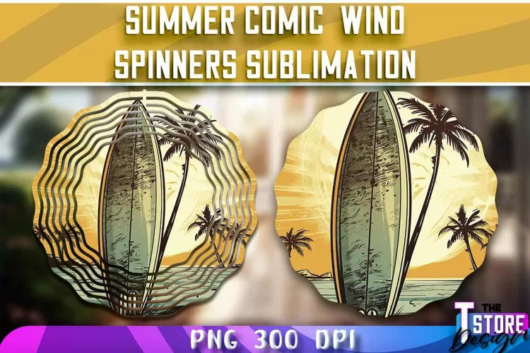 Summer Comic Wind Spinners Sublimation | PNG Design