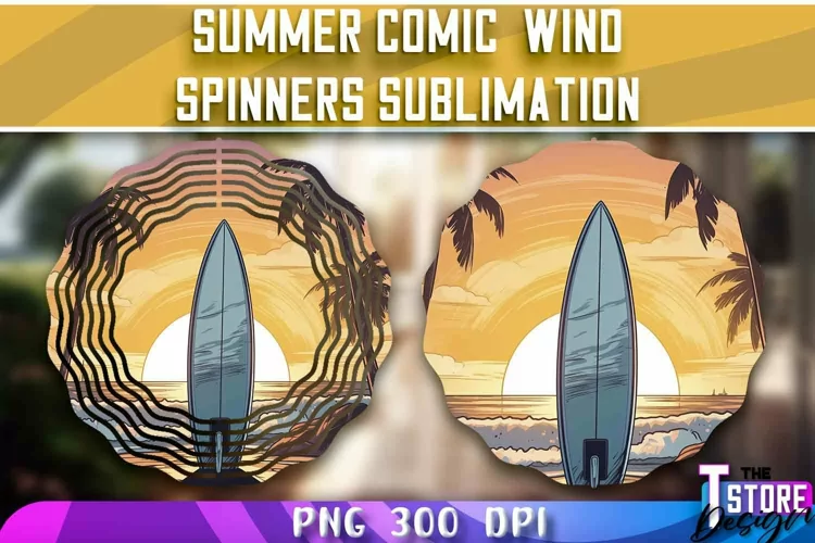 Summer Comic Wind Spinners Sublimation | PNG Design