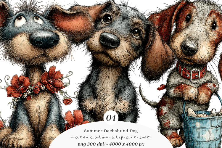 Summer Dachshund Dog Png Clipart