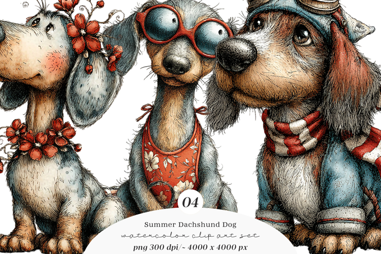 Summer Dachshund Dog Png Clipart
