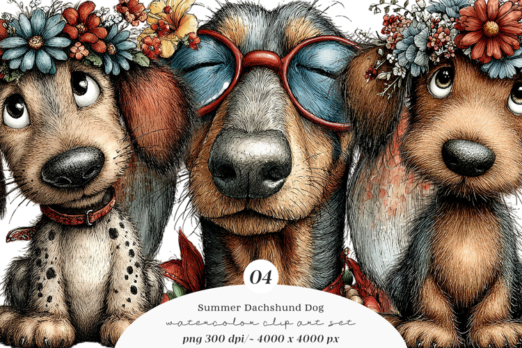 Summer Dachshund Dog Png Clipart