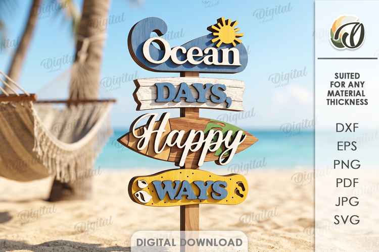 Summer Directional Sign Laser Cut. Summer Decor SVG