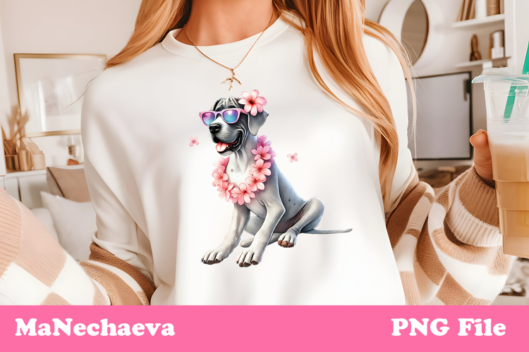 Summer Great Dane Clipart | Coquette Dog Sublimation