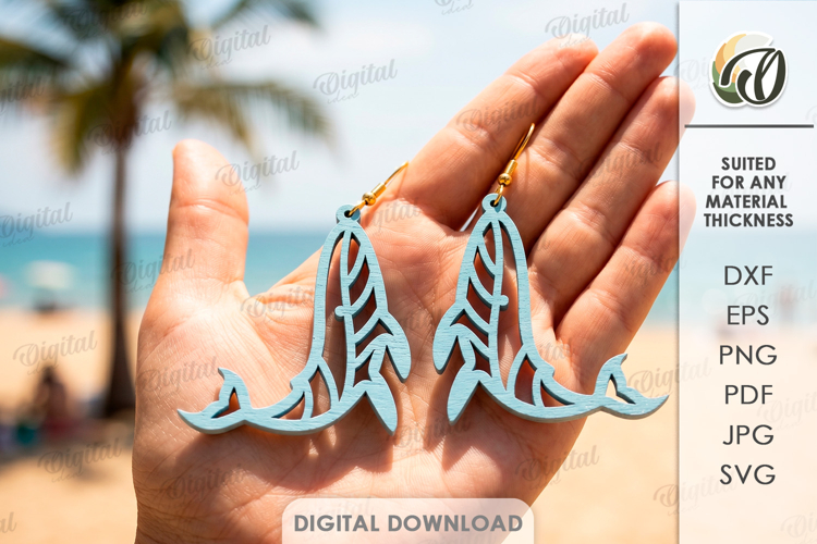 Summer Earrings Laser Cut. Dangle Summer Earrings SVG