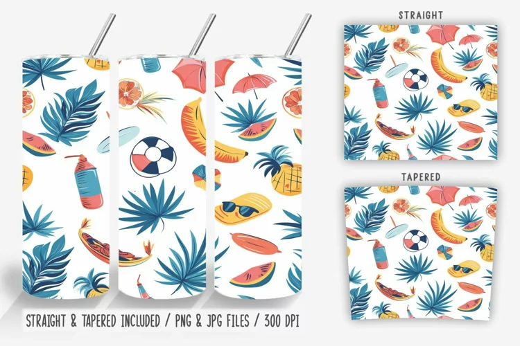 Summer Element Pattern Tumbler Wrap Sublimation