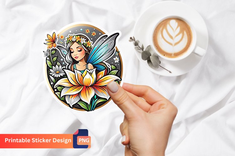 Summer fairy Printable sticker, Magical Fairy Sticker