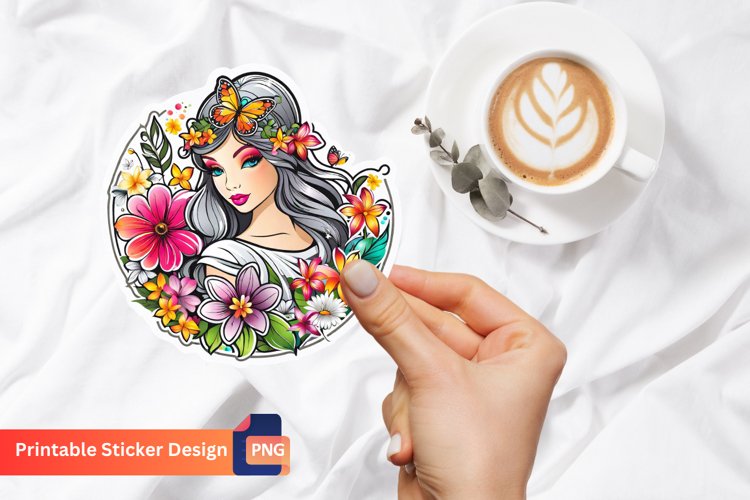 Summer Fairy Printable Sticker, Magical Fairy Sticker