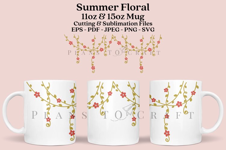 Summer Floral Mug Sublimation Wrap 11oz - 15oz