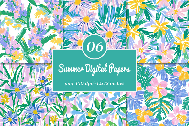 Summer Floral Pattern Floral Digital Papers