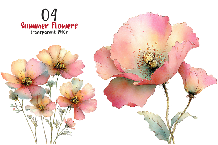 Summer Flowers Clipart PNG