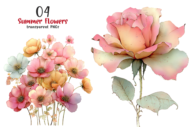 Summer Flowers Clipart PNG