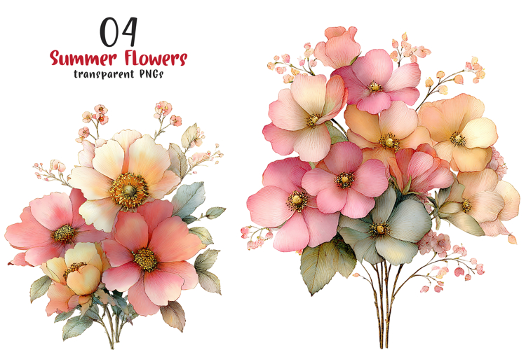 Summer Flowers Clipart PNG