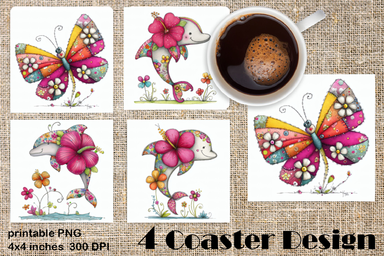 Summer watercolor funny animal - parrot square coaster