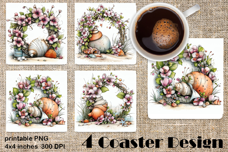 Summer watercolor funny - sea square coaster