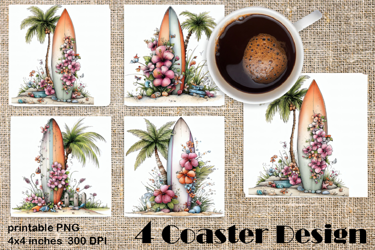 Summer watercolor funny - sea square coaster