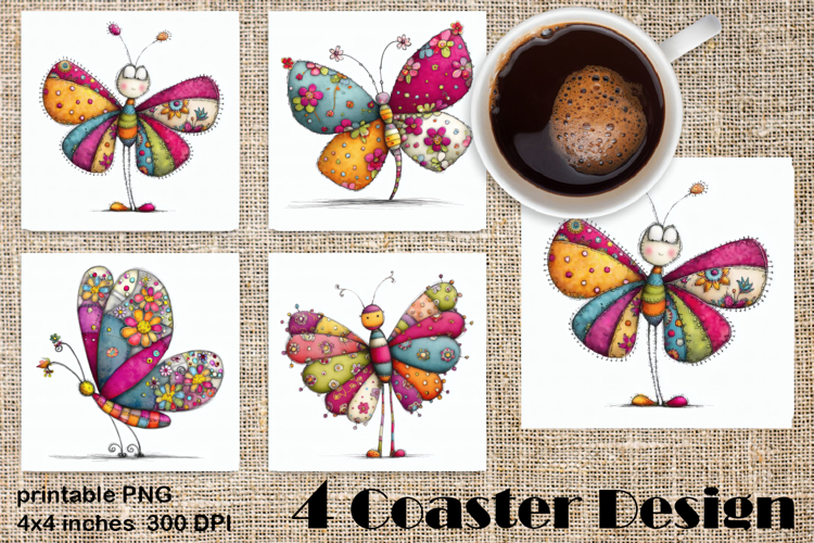 Summer flowers Coaster Design |butterfly Floral Sublima
