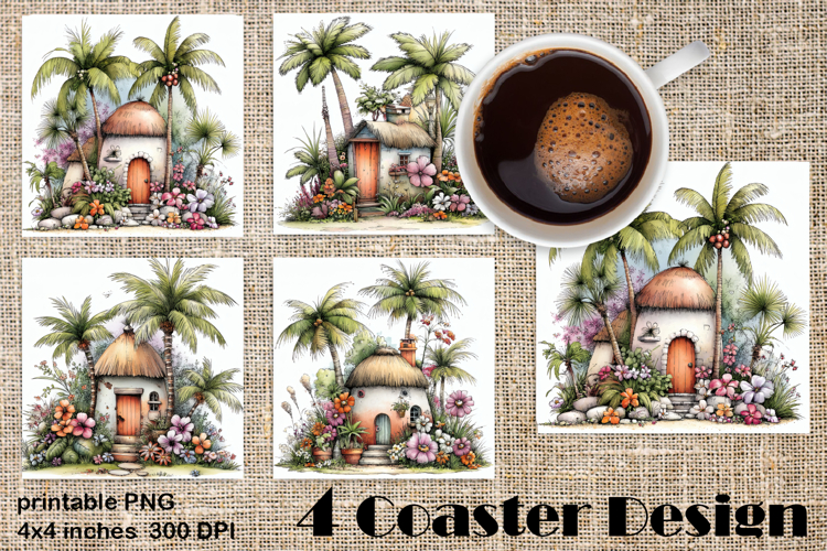 Summer watercolor funny - sea square coaster