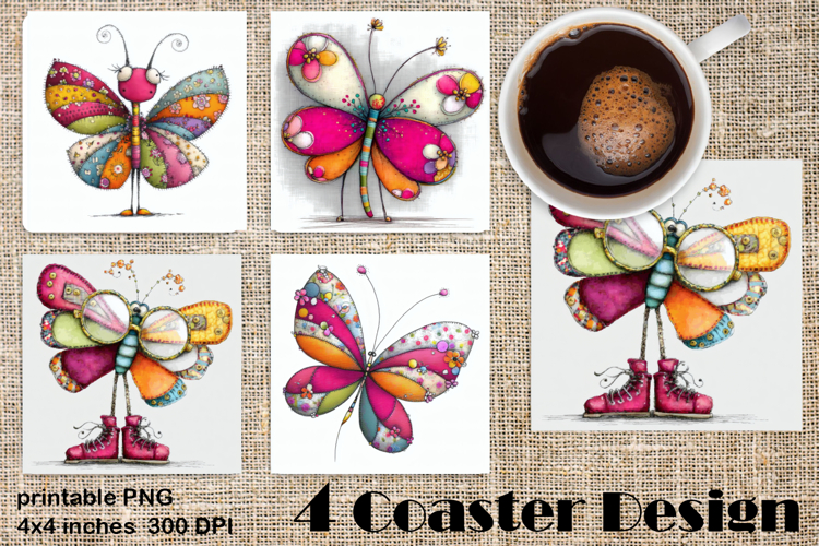 Summer flowers Coaster Design |butterfly Floral Sublima