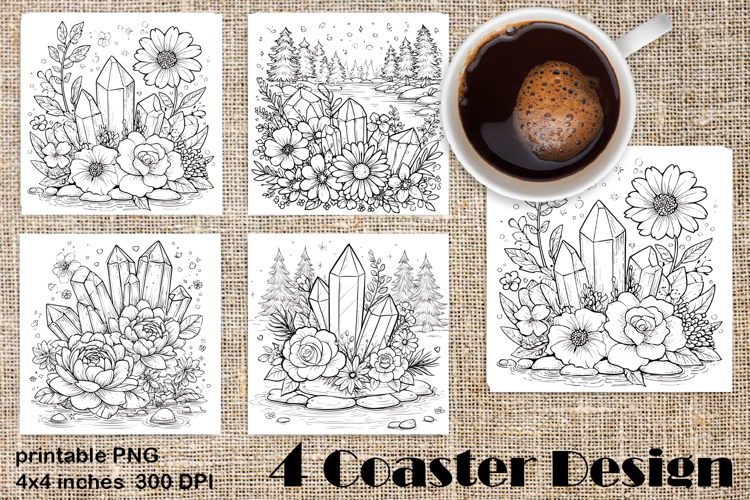 Summer flowers Coaster Design |Coloring pages