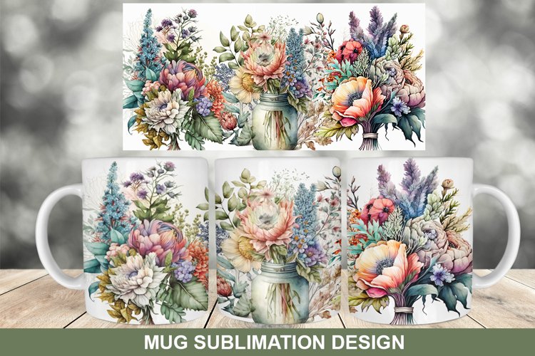 Summer Flowers Mug Wrap Sublimation
