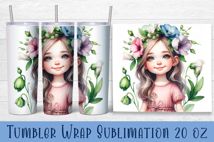 Beautiful Girl Tumbler Wrap | girl with sweet peas