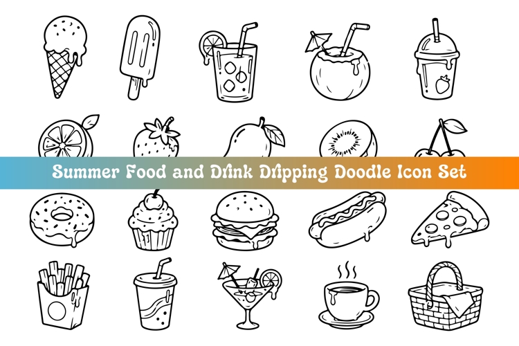 Summer Food and Drink Dripping Doodle Icon