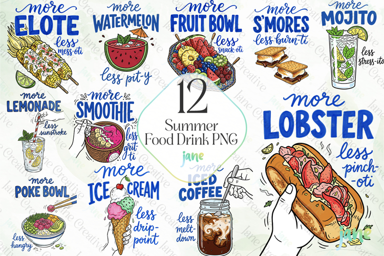 Summer Food Drink PNG Sublimation Bundle
