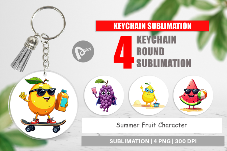 Keychain Summer Fruit Faces