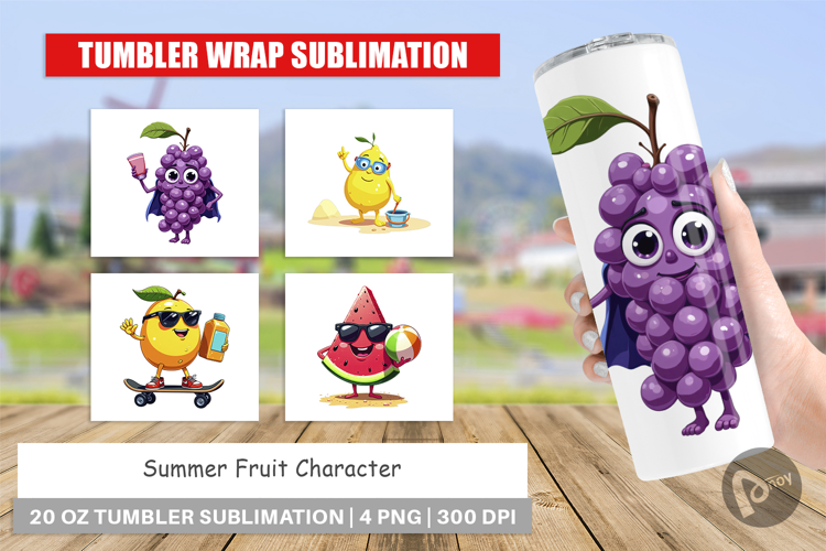 Tumbler Summer Fruit Faces