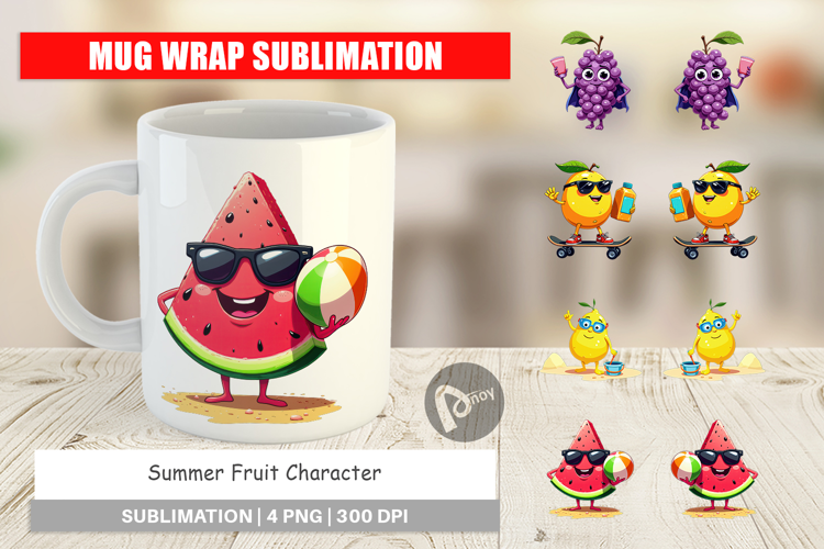 Mug Wrap Summer Fruit Faces