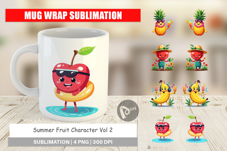Mug Wrap Summer Fruit Faces