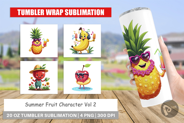 Tumbler Summer Fruit Faces