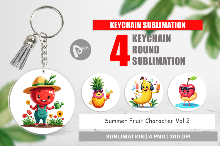 Keychain Summer Fruit Faces