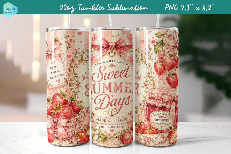 20 OZ Skinny Tumbler Sublimation | Summer fruit PNG