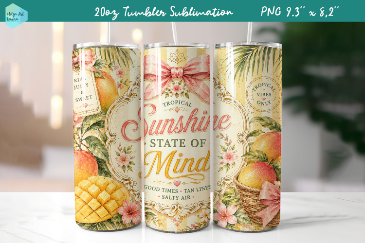 20 OZ Skinny Tumbler Sublimation | Summer fruit PNG