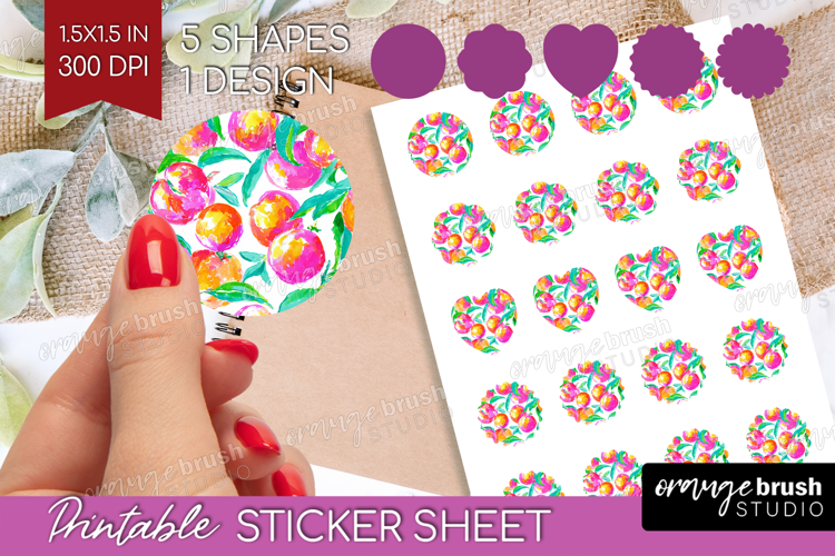 Fruit Round Sticker - Summer Printable Sticker Sheet