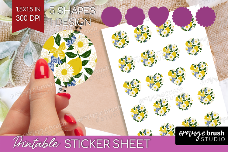 Summer Fruit Round Sticker - Fruit Printable Sticker Sheet