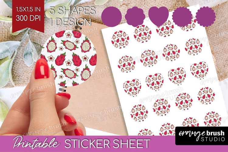 Summer Fruit Round Sticker - Fruit Printable Sticker Sheet