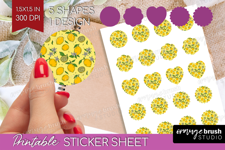 Summer Fruit Round Sticker - Fruit Printable Sticker Sheet