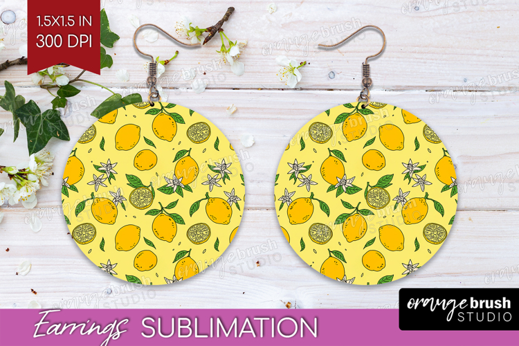 Summer Fruit Round Earrings - Fruit PNG Sublimation