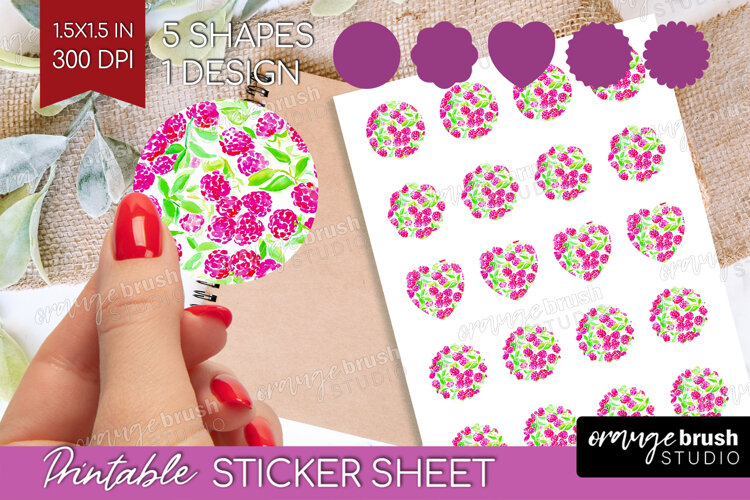 Fruit Round Sticker - Summer Printable Sticker Sheet example image 1
